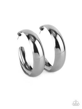 Paparazzi Black 2 inch Hoop Earrings (EH096)